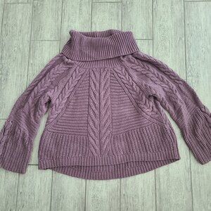 Express Women's Cable Knit Turtleneck Sweater Purple Size Large